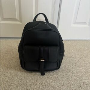 Black Leather Mini Backpack
